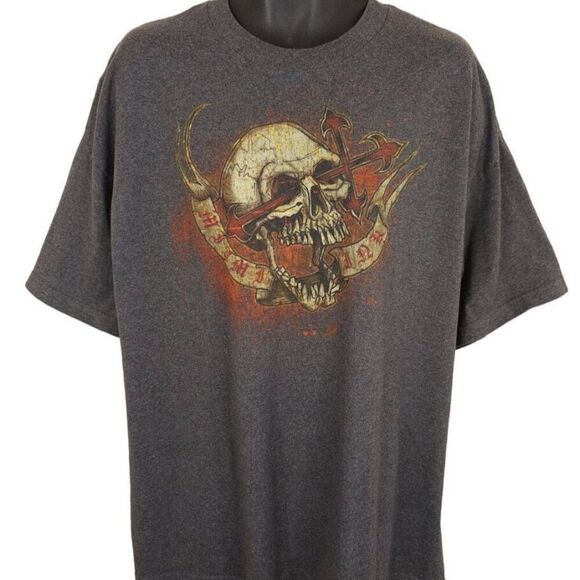 Vintage Miami Ink T Shirt Mens Size 2XL Gray Y2K Skull Skeleton Tattoo - Picture 1 of 6